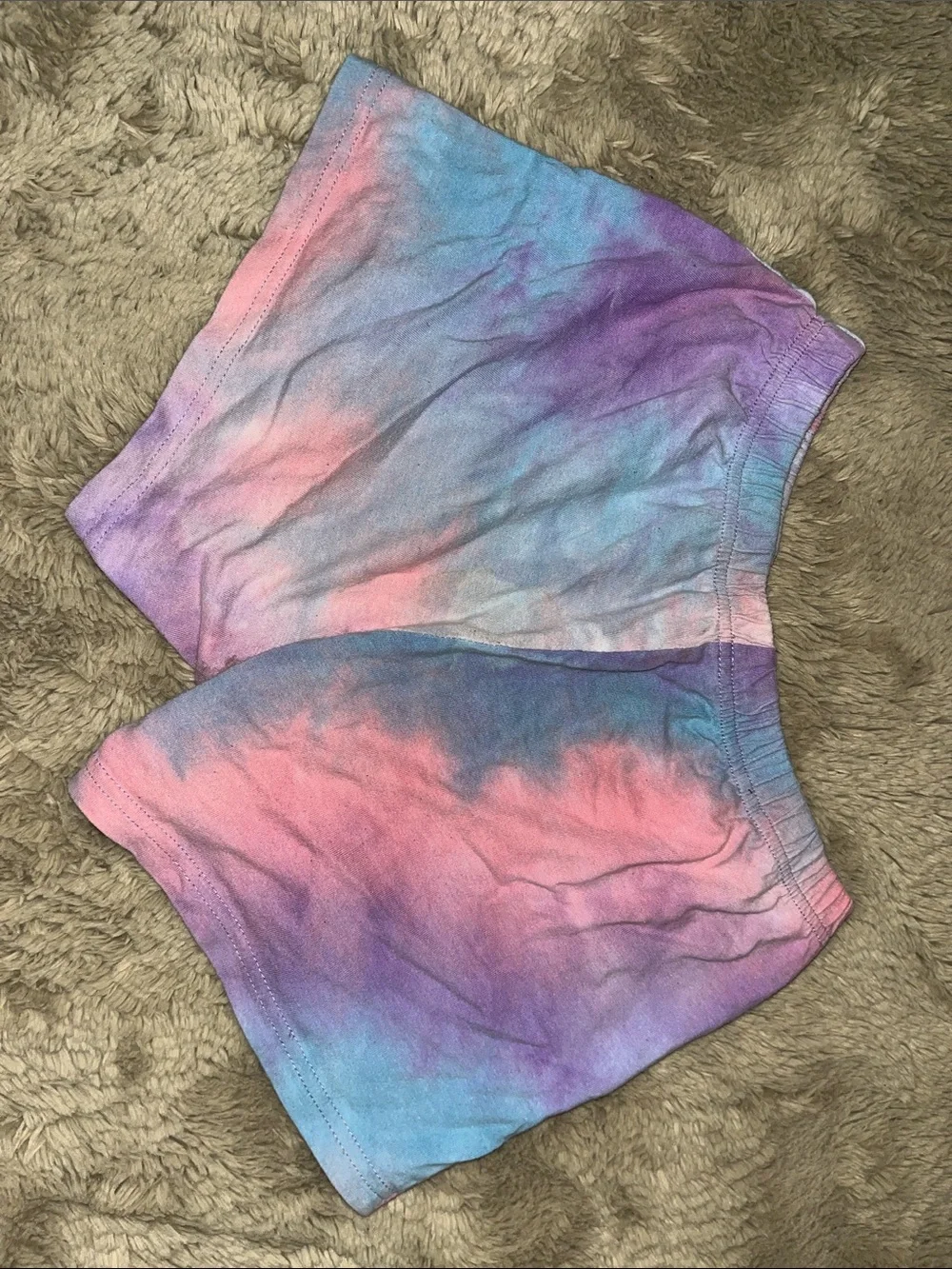 Tie-Dye Pastel Women’s Active Shorts - Pink Purple Blue
